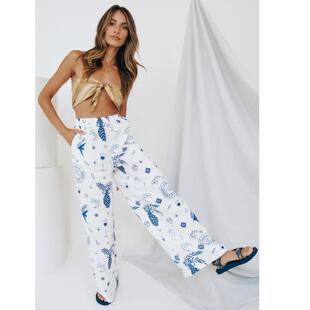 Cotton Imitation and Linen Trousers Womens Straight Loose