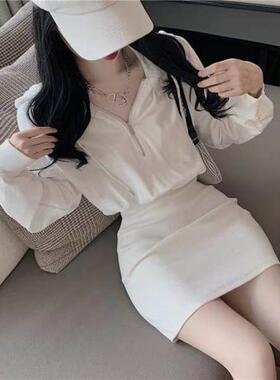 black short long Hot dress hooded skirt waist sweater short