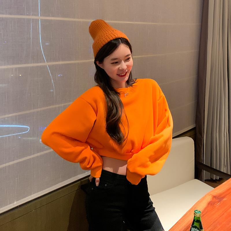 Loose pullover high waist belly-exposing versatile casual