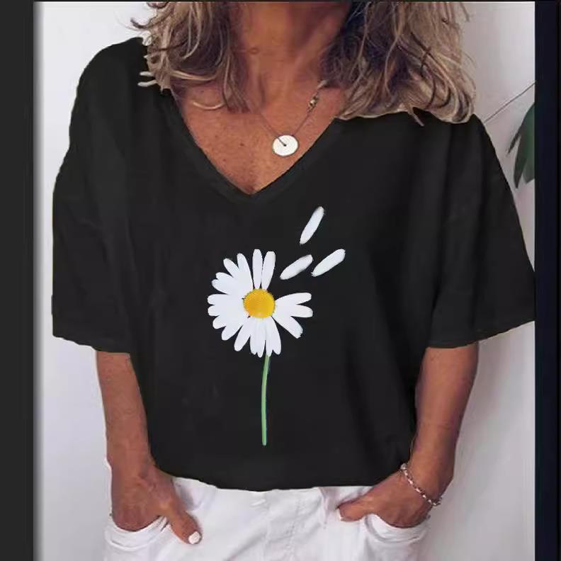dandelion print cotton linen and tops neck lady tunics