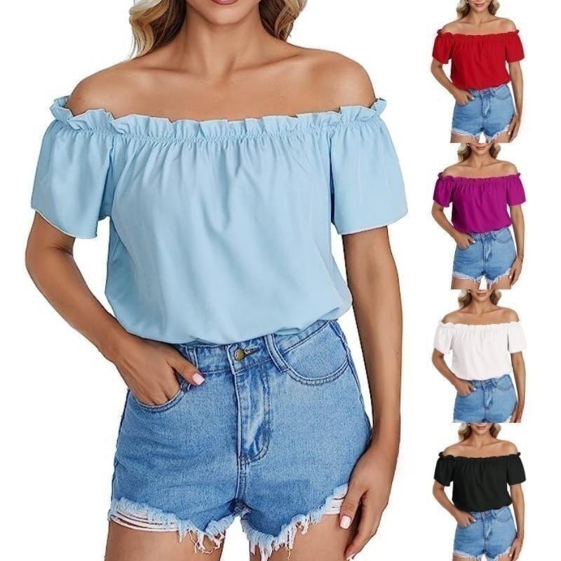 Womens off-shoulder ruffled shirt one-shoulder