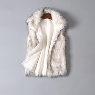 winter womens vest coat wool vest faux fur vest stand