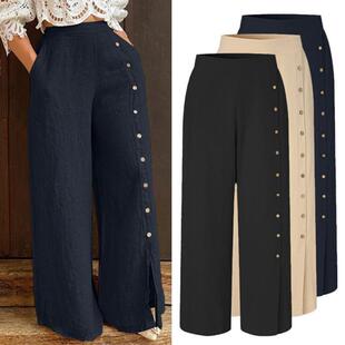 loose leg casual wide pants high trousers urban waist