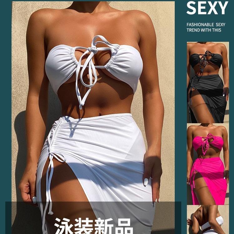 swimsuit bikini sexy neck halter hollow tie-down set