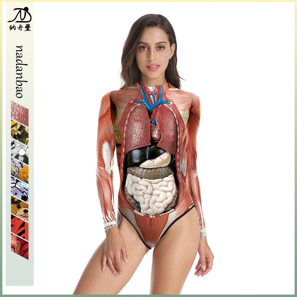 human pattern anatomy long jumpsuit bodysuit entrails d