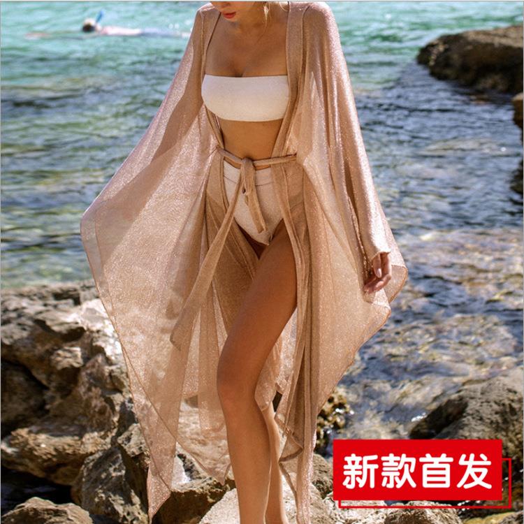 Spandex elastic mesh cardigan long sun protection clothing
