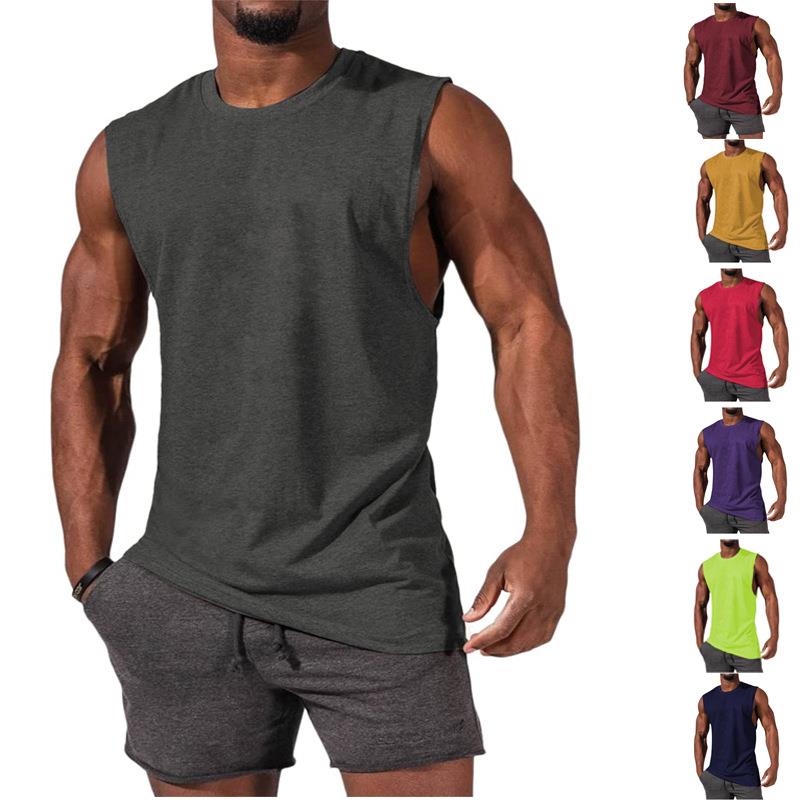 Mens T-shirt Walker Muscle Color Sports Leisure Solid Men