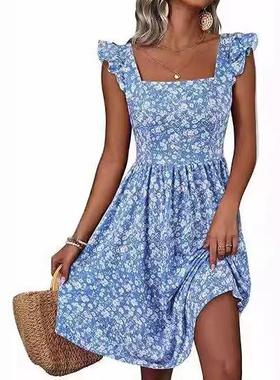 Dress Cute Floral Casual Flowy Knee-Length Beach Dress