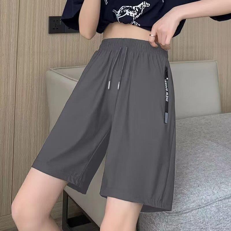 shorts leg wide loose size large waist high sports