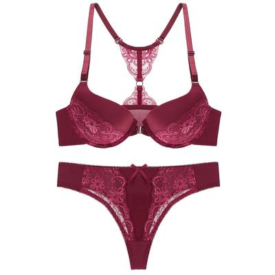 Sexy bra thong set lace front buckle underwear with panties