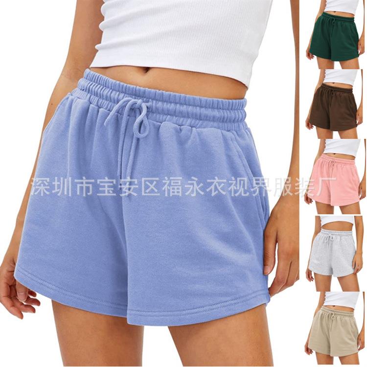 women summer drawstring athletic shorts casual elastic high