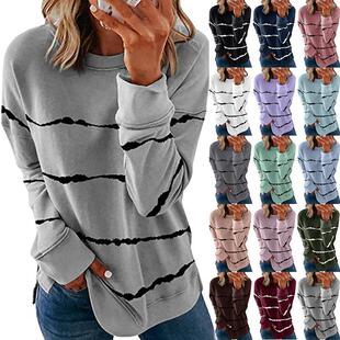 womens long sleeved Womens neck round sweatshirt loose