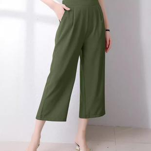 waist nine elastic wide leg Spring point womens pants high
