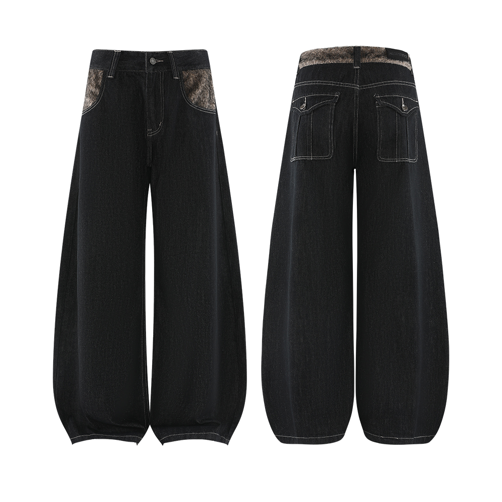 XCOK秋冬原牛牛仔裤黑色微喇男女