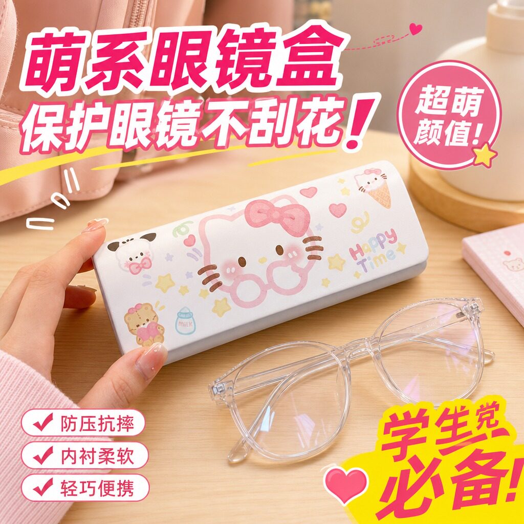 ins风可爱眼镜盒女生高颜值可携式近视眼镜收纳袋抗压防摔2026新