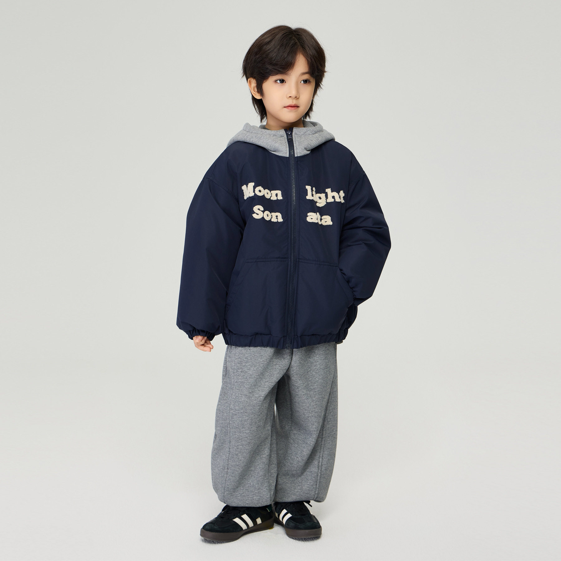 2025冬季新款儿童字母刺绣加厚外套男中大童连帽假两件保暖棉服潮,童装/婴儿装/亲子装,棉袄/棉服,淘宝优惠券,粉丝福利购,淘宝优惠卷