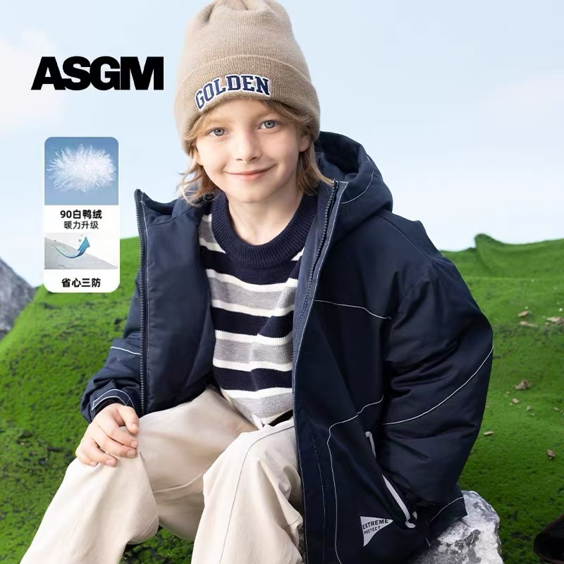 ASGM羽絨服三防90白鴨絨登山服兒童面包羽絨服中大童馬其頓同款