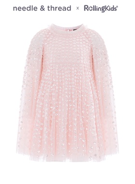 needle & thread 浅粉色网纱连衣裙女童礼服蓬蓬裙丨RollingKids
