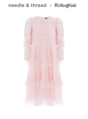 needle & thread 公主粉色网纱连衣裙女童长袖甜美丨RollingKids