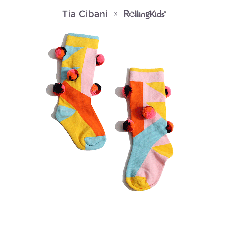Tia Cibani 儿童袜子彩色球球袜子中筒袜秋冬保暖丨RollingKids