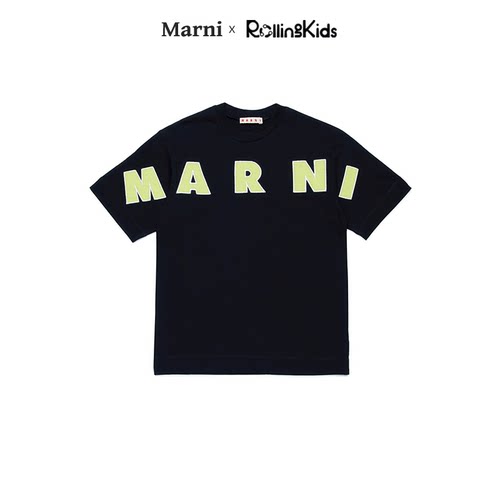 Marni 儿童短袖T恤黑色字母LOGO印花上衣丨RollingKids