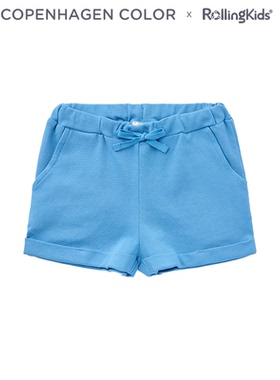 COPENHAGEN COLOR 休闲风浅蓝色五分短裤松紧腰短裤丨RollingKids