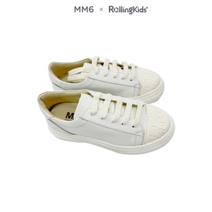 百搭 MM6 男女童时尚 白色系带休闲鞋 RollingKids 儿童运动鞋