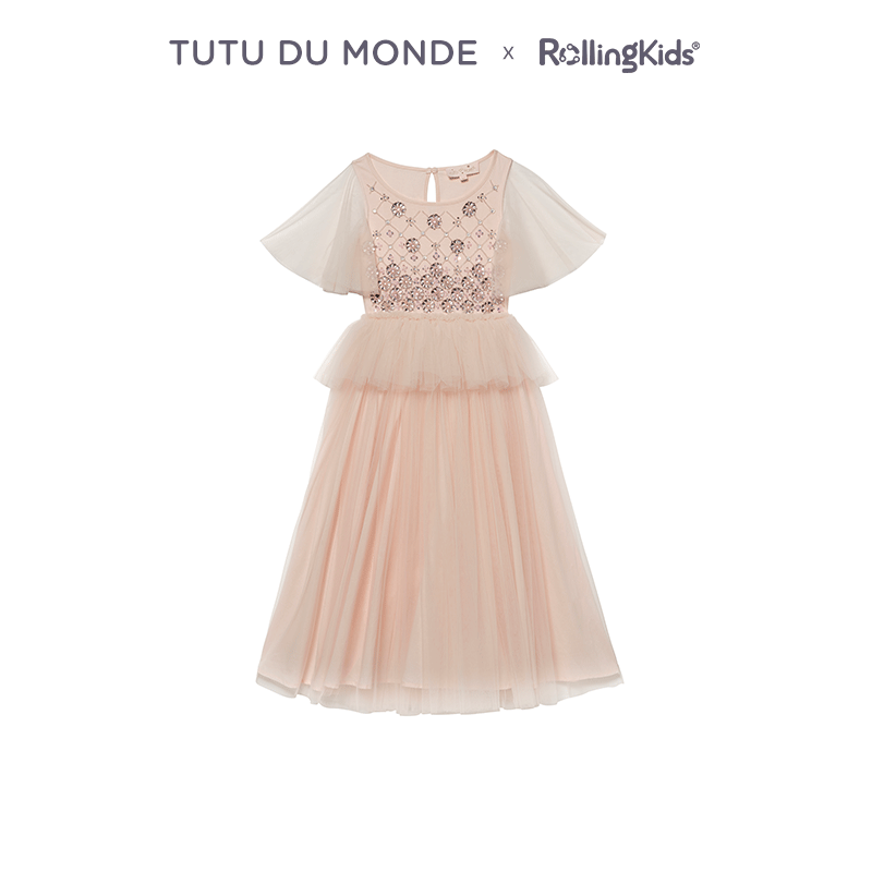 TUTU DU MONDE 女童浅粉色连衣裙网纱公主长裙丨RollingKids