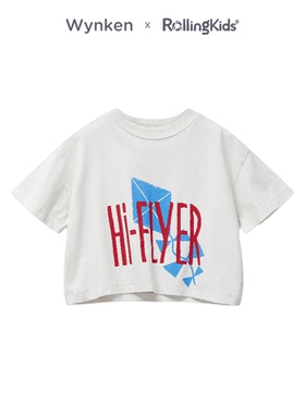 WYNKEN 男女儿童白色短袖T恤圆领印花上衣休闲百搭秀场同款
