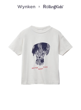 WYNKEN 儿童短袖T恤男女童休闲时尚白色圆领上衣秀场同款