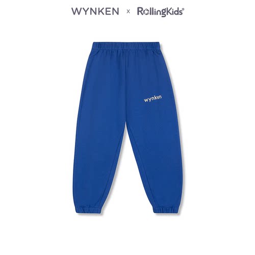 WYNKEN 蓝色松紧腰束脚裤儿童休闲运动裤长裤丨RollingKids