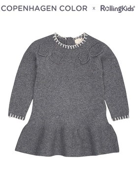 COPENHAGEN COLOR 女童灰色连衣裙长袖气质舒适裙子丨RollingKids