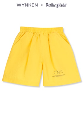 WYNKEN 黄色字母印花短裤男女宽松休闲五分裤运动丨RollingKids