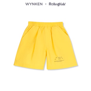 WYNKEN 黄色字母印花短裤男女宽松休闲五分裤运动丨RollingKids