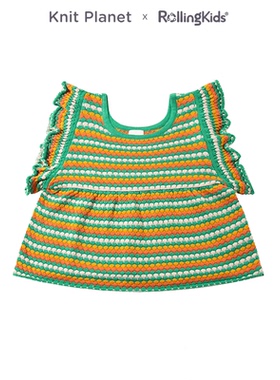 Knit Planet 撞色条纹针织背心女童无袖上衣丨RollingKids