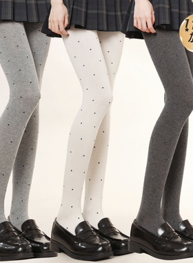 复古波点连裤袜秋冬季miu系灰色打底袜显瘦光腿神器百搭秋裤女棉