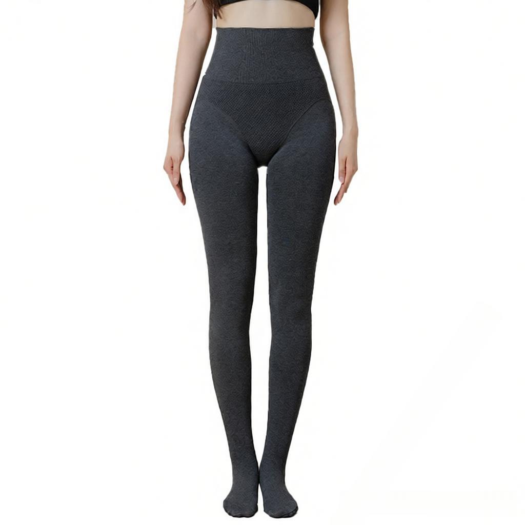 高腰鱼骨打底袜秋冬女加绒加厚外穿连裤袜不掉档保暖灰色压力瘦腿