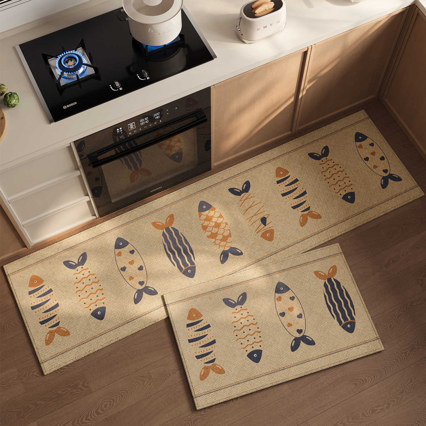 奶油风厨房专用地垫防油防水防滑垫家用脚垫可擦免洗圈绒新款地毯,居家布艺,厨房地垫,淘宝优惠券,粉丝福利购,淘宝优惠卷