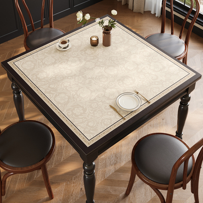中古四方桌高级感正方形桌垫防水防油防烫皮革桌布免洗方桌茶几垫