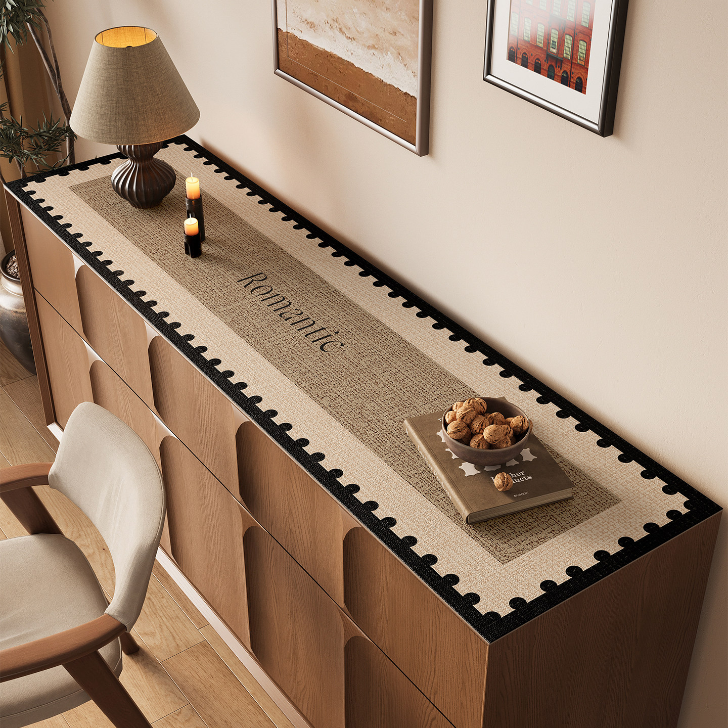 pvc入户鞋柜垫高级感轻奢餐边柜电视柜桌垫定制防水防油免洗桌布