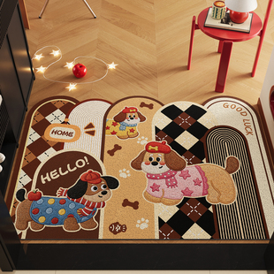马年新款卡通入户门地垫门口进门专用防滑丝圈脚垫可裁剪新年地毯
