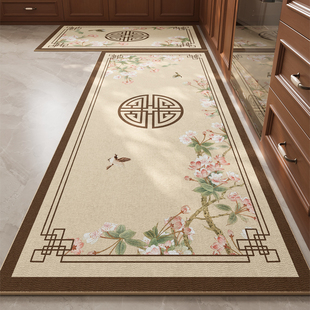 新中式 家用厨房垫高级专用吸水防油地毯免洗防滑脚垫长条地垫耐脏