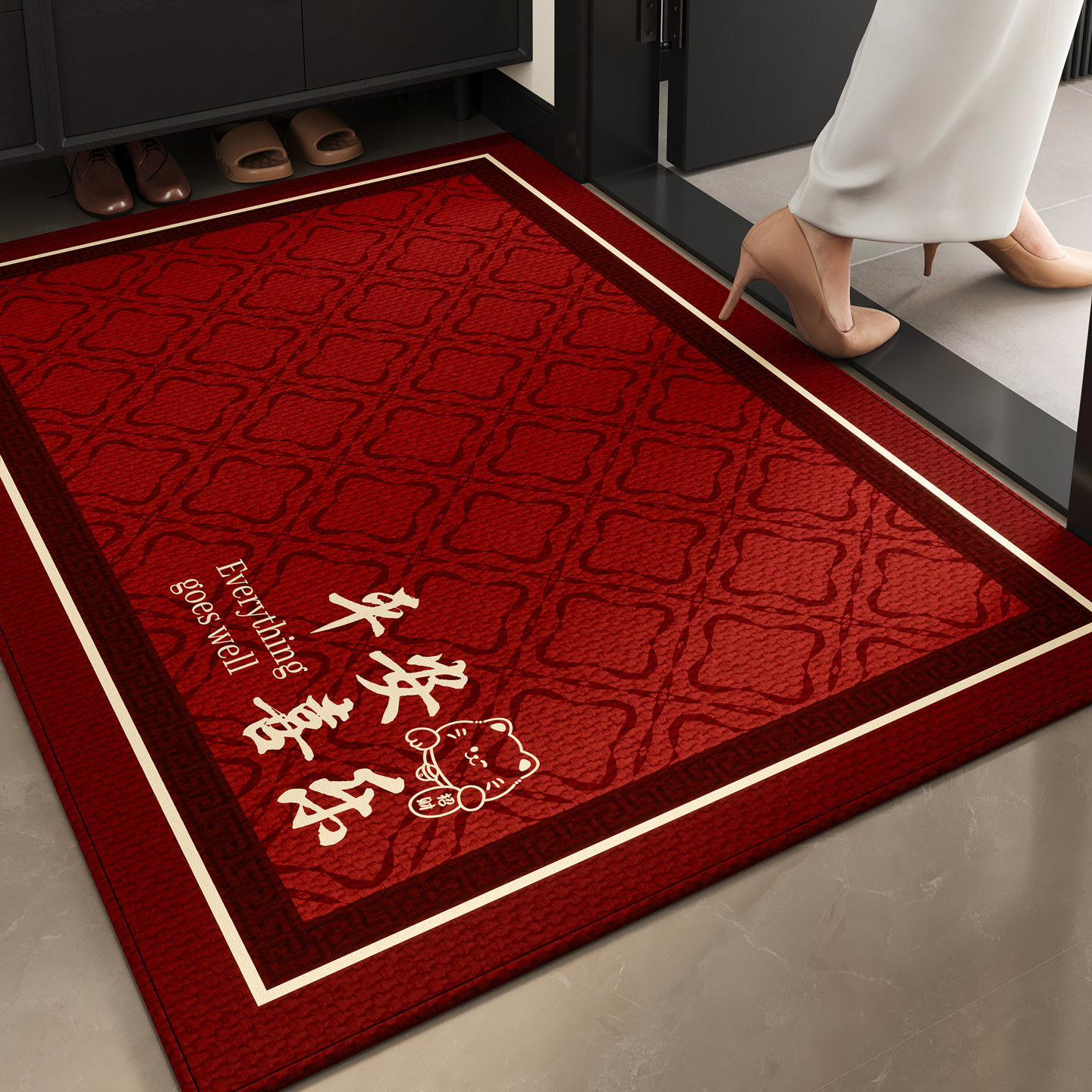 圈绒地垫入户门口脚垫免洗可裁剪马年新年氛围感玄关大门门垫地毯,居家布艺,入户地垫,淘宝优惠券,粉丝福利购,淘宝优惠卷