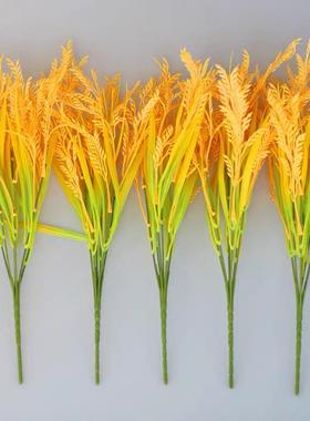 仿真稻谷假稻谷道具塑料麦穗稻穗七杈假稻谷装饰学校演出舞台道具