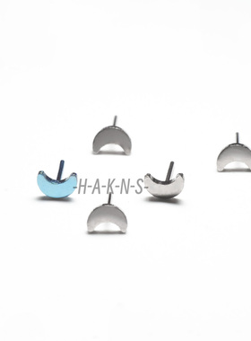 [HAKNS]植入级钛合金 小月牙月亮耳钉 F136钛插针款耳钉头防过敏