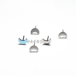 [HAKNS]植入级钛合金 小月牙月亮耳钉 F136钛插针款耳钉头防过敏