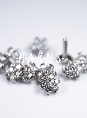 [HAKNS] 植入级钛合金 5A锆石花镶嵌花钻 耳钉饰品头 ASTM F136钛