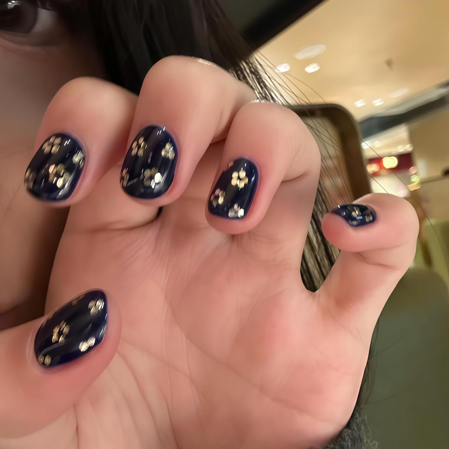 手工制作成品美甲贴短款小花穿戴甲黑色显白暗黑系可卸指甲贴片
