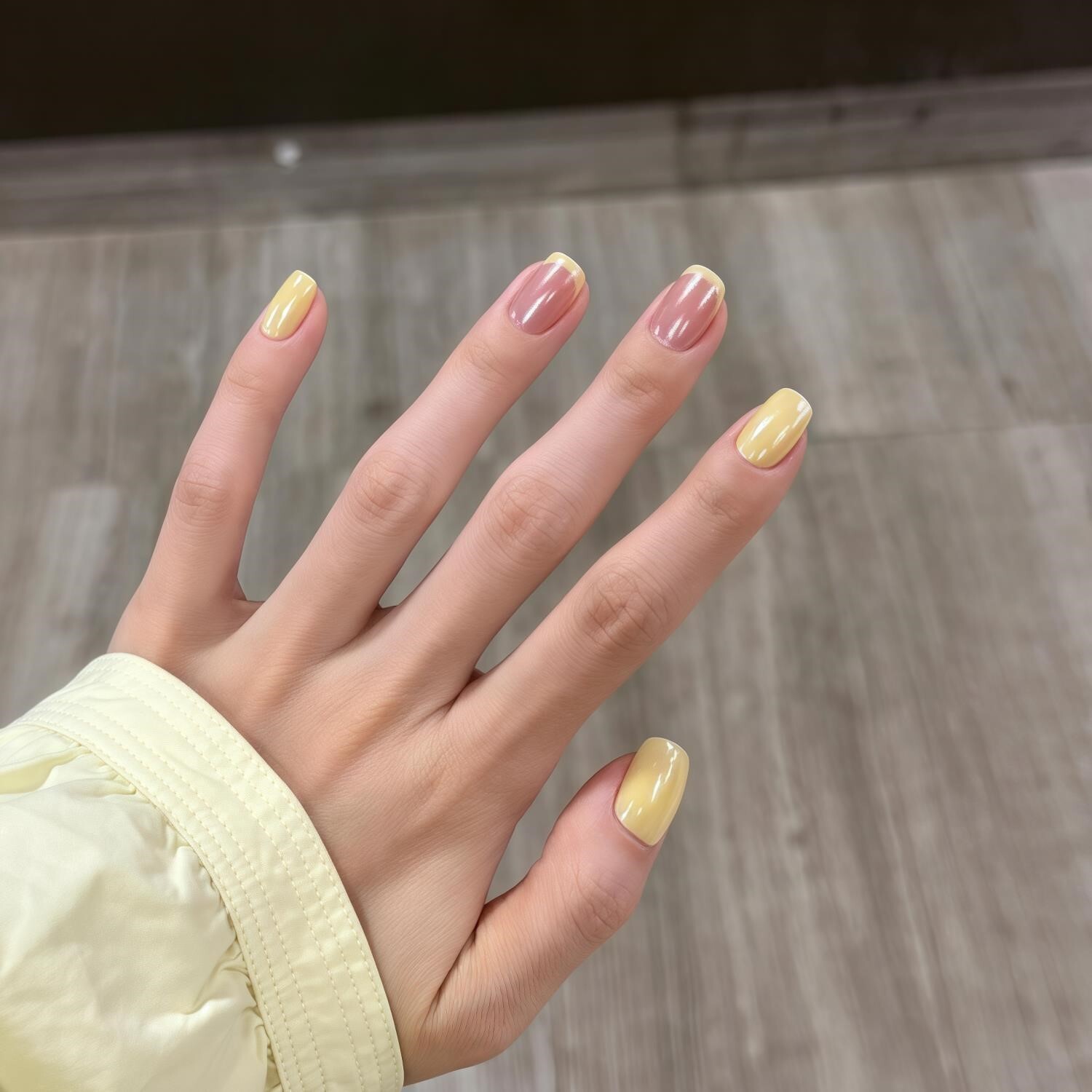 奶黄月光法式手工穿戴甲春夏新款氛围感新娘孕妇假指甲成品可拆卸