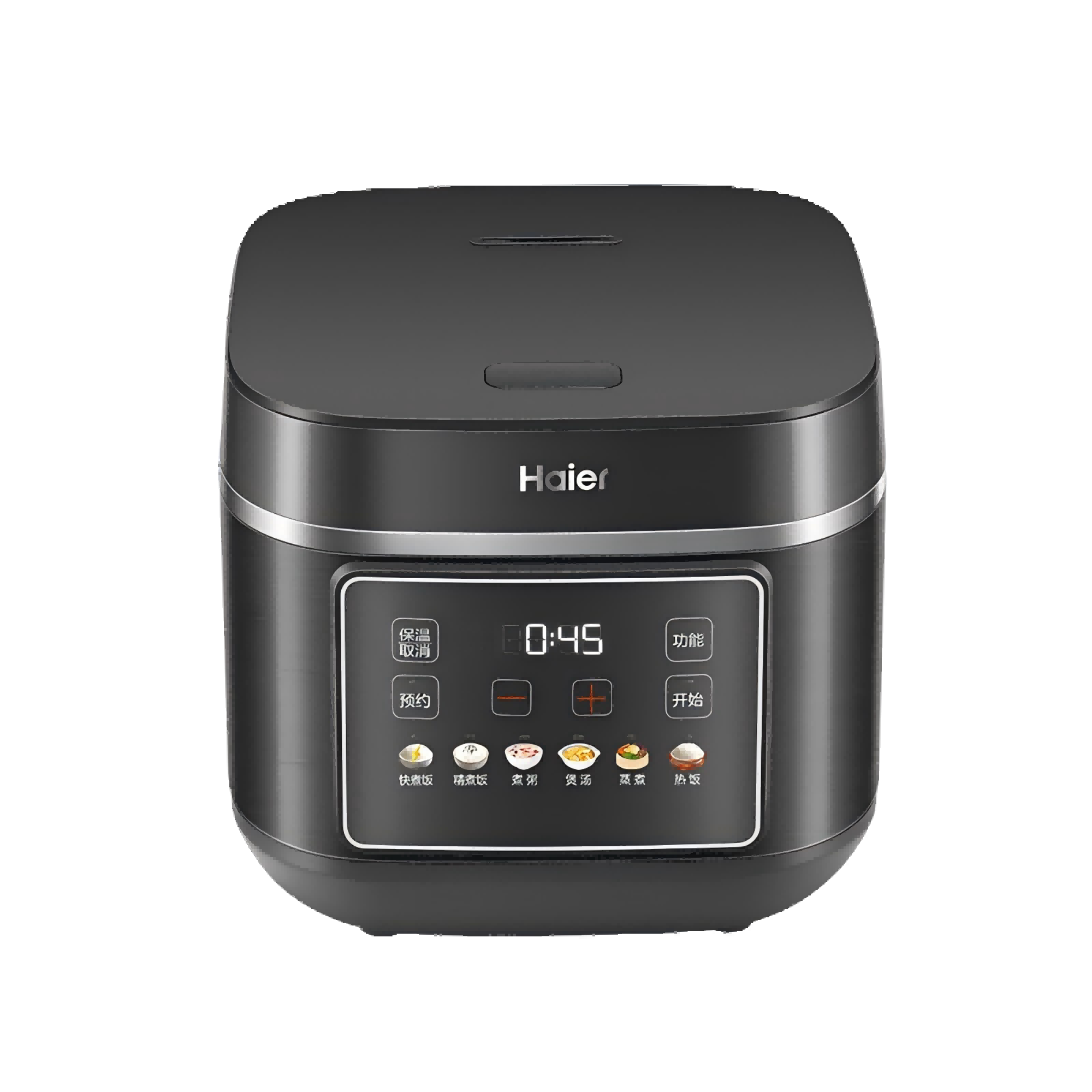 海尔食尚系列电饭煲家用侧显炫彩大触屏精致小方煲黑色